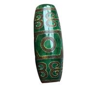 HIFRQVVC Tibetischer Achat-Dzi-Perlen-Anhänger, Tibetischer dreiäugiger Dzi-Perlenanhänger mit grünem Achat, 4 cm x 1,4 cm