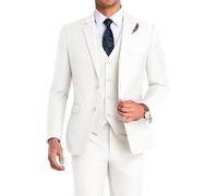 High-End Suits 3-teiliges Herren-Anzug-Set, schmale Passform, Trauzeugen/Abschlussballanzug für Männer, Zwei Knöpfe, Business-Freizeitanzug, elfenbeinfarben, S