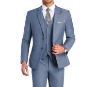 High-End Suits Herrenanzug, 3-teilig, schmale Passform, Zwei Knöpfe, Hochzeitsanzug, Abschlussball, Anzug für Herren, Business-Anzug, Jacke, Weste, Hose und Krawatte, Denim Blau, XX-Large