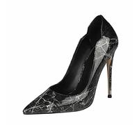 High Heel 12,5 cm / 4,92 IN Frauen Spitz Sexy Stiletto Pumps Party Pumps Slip on Pumps Große Unisex,Schwarz,47 EU