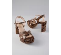 High-Heel-Pantolette ANISTON SHOES, Damen, Gr. 39, braun, schwarz, Lederimitat, Schuhe, High-Heel-Sandalette, Partyschuh - NEUE KOLLEKTION (33844566-39) braun, schwarz
