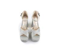 High-Heel-Pumps BUFFALO "Buffalo Cross -Vegan Glitter", Damen, Gr. 40, silber, Kunstfaser, unifarben, Schuhe (41210555-40) silber