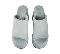 High-Heel-Pumps BUFFALO "Buffalo JOY MULE", Damen, Gr. 40, blau, Baumwolle, unifarben, Schuhe (82486936-40) blau