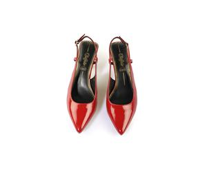 High-Heel-Pumps BUFFALO "Buffalo Sling Back- Vegan Patent", Damen, Gr. 40, rot, Kunstfaser, unifarben, Schuhe (10654066-40) rot