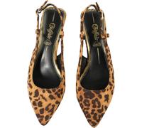 High-Heel-Pumps BUFFALO "Buffalo Sling Back- Vegan Suede", Damen, Gr. 42, braun leo, schwarz, Kunstfaser, unifarben, Schuhe (66200312-42) braun leo, schwarz