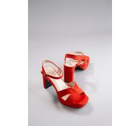 High-Heel-Sandalette ANISTON SHOES, Damen, Gr. 37, rot (orange, rot), Textil, Schuhe Riemchensandale Sandalette, Sommerschuh, Abendsandale, Plateau (59681830-37) orange, rot