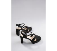 High-Heel-Sandalette ANISTON SHOES, Damen, Gr. 40, schwarz, Textil, Schuhe Riemchensandale Sandalette, Sommerschuh, Abendsandale, Plateau (90928135-40) schwarz