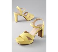 High-Heel-Sandalette ANISTON SHOES, Damen, Gr. 41, gelb, Textil, Veloursleder, Schuhe Riemchensandale Sandalette, Sommerschuh, Abendsandale, Plateau (89794044-41) gelb