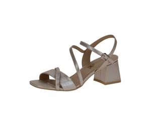 High-Heel-Sandalette CAPRICE "Caprice Sandalen Leder/Fell", Damen, Gr. 37, grau (taupe), Leder, Schuhe (85539009-37) taupe