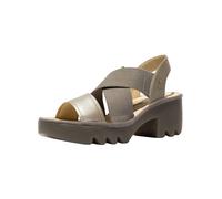 High-Heel-Sandalette FLY LONDON "Fly London Sandalen Leder/Textil", Damen, Gr. 38, silber, beige, Leder, Textil, Schuhe (87051259-38) silber, beige