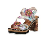 High-Heel-Sandalette LAURA VITA "LAURA VITA Sandalen Leder", Damen, Gr. 39, bunt (braun, blau), Leder, Schuhe (39499309-39) braun, blau
