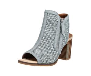 High-Heel-Sandalette MUSTANG SHOES "Mustang Shoes Sandalen Lederimitat/Textil", Damen, Gr. 38, grau (blau), Lederimitat, Textil, Schuhe (22545563-38) blau
