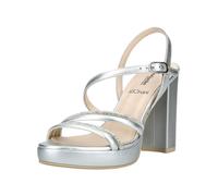 High-Heel-Sandalette NERO GIARDINI "Nero Giardini Sandalen Leder", Damen, Gr. 40, silber, Leder, Schuhe (50221841-40) silber