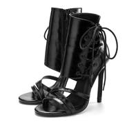 High-Heel-Sandalette "Sandalette mit raffinierter Schnürung", Damen, Gr. 42, schwarz, Obermaterial: 100% Lederimitat. Decksohle: 100% Lederimitat. Futter: 50% Lederimitat, 50% Textilmaterial. Laufsohl