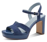 High-Heel-Sandalette TAMARIS, Damen, Gr. 37, blau, Ziegenveloursleder, aufgeraut, unifarben, Schuhe, Blockabsatz, Sommerschuh, Abendschuh, mit ANTIshokk-Absatz (14305827-37) blau