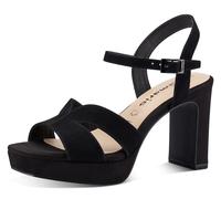 High-Heel-Sandalette TAMARIS, Damen, Gr. 39, schwarz, Ziegenveloursleder, unifarben, Schuhe High-Heel-Sandalette, Blockabsatz, Sommerschuh, Abendschuh, mit ANTIshokk-Absatz, Topseller (99906740-39)
