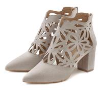 High-Heel-Stiefelette LASCANA Gr. 40, grau (hellgrau) Damen Schuhe Reißverschlussstiefeletten mit femininer Spitze und Blockabsatz, Ankle Boot, Stiefel (47091629-40)