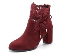 High-Heel-Stiefelette LASCANA, Damen, Gr. 37, bordeaux, Obermaterial: 100% Textilmaterial. Decksohle: 100% Lederimitat. Futter: 100% Textilmaterial. Laufsohle: 100% Synthetik, unifarben, Schuhe, mit m