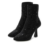 High-Heel-Stiefelette LASCANA "Sock Boot, Schlupf-Stiefel, Ankle Boots", Damen, Gr. 37, schwarz, Obermaterial: 100% Textilmaterial. Decksohle: 100% Lederimitat. Futter: 50% Lederimitat, 50% Textilmate