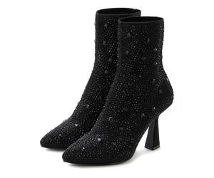 High-Heel-Stiefelette LASCANA "Sock Boot, Schlupf-Stiefel, Ankle Boots", Damen, Gr. 45, schwarz, Obermaterial: 100% Textilmaterial. Decksohle: 100% Lederimitat. Futter: 50% Lederimitat, 50% Textilmate