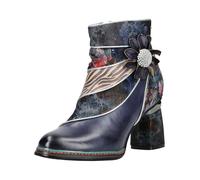 High-Heel-Stiefelette LAURA VITA "LAURA VITA Stiefelette Leder/Textil", Damen, Gr. 38, blau, Leder, Textil, Schuhe (48472759-38) blau