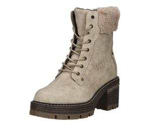 High-Heel-Stiefelette MUSTANG SHOES "Mustang Shoes Stiefelette Lederimitat/Textil", Damen, Gr. 36, taupe, Lederimitat, Textil, Schuhe (60966852-36) taupe