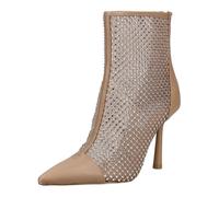 High-Heel-Stiefelette STEVE MADDEN "STEVE MADDEN Stiefelette Leder/Mesh", Damen, Gr. 41, tan, Leder, Textil, Schuhe (16397121-41) tan