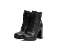 High-Heel-Stiefelette TOMMY JEANS "TJW LACE UP HIGH HEEL BOOTS", Damen, Gr. 41, schwarz, Leder, Schuhe, Blockabsatz, Schnürstiefelette mit Logoflag (48185227-41) schwarz