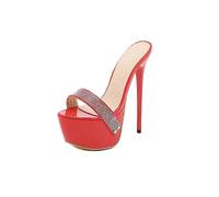 High-Heeled Sandalen 16CM/6.29IN Stiletto Party Abendkleid Prom Sexy Nachtclub Frauen Schuhe,Rot,40 EU