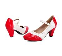 High Heels Damen Schuhe Breite Füße Elegant Absatzschuhe Breite Füße Blockabsatz Spangenpumps Plateau Tanzschuhe Riemchen High Heel Dirndl Oktoberfest Party Tanzschuhe