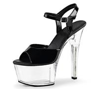 High Heels für Damen Transparent Offene Zehen Schuhe mit Absatz Plateau Stiletto Absatz Sandalen,Clear,Foot L:24cm