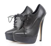 High Heels Hohe Absätze 18cm Schnürschuhe Für Frauen-Black Matte||43