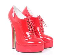 High Heels Hohe Absätze 18cm Schnürschuhe Für Frauen-red||46