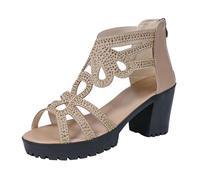 High Heels Sandalen Damen Elegant Sandaletten Damen Mit Absatz Römersandalen Modische Peep Toe Pumps Mit Reißverschluss Freizeitsandalen Outdoorsandale Atmungsaktive Hohle Absatzschuhe