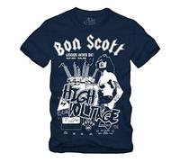 High Voltage Bon - T-Shirt S - XXXXL Memory Australian Hard Rock - Rock N Roll Singer (XXXXL, Navy)