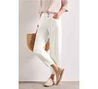 Stoffhose STREET ONE, Damen, Gr. 34, Länge 28, sanftes weiß, Web, 98% Baumwolle, 2% Elasthan, unifarben, comfort fit knöchelfrei, Hosen Stoffhose, High Waist (62309855-34) sanftes weiß