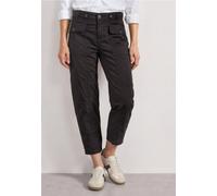 Stoffhose STREET ONE, Damen, Gr. 46, Länge 28, schwarz coffee, Web, 98% Baumwolle, 2% Elasthan, unifarben, comfort fit knöchelfrei, Hosen Stoffhose, im Papertouch (97351130-46) schwarz coffee