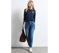 Loose-fit-Jeans STREET ONE, Damen, Gr. 33, Länge 28, blau (medium blau random washed), Jeans, 82% Baumwolle, 15% Polyester, 3% Elasthan, unifarben, lang, Jeans, High Waist (72043663-33) medium blau ra