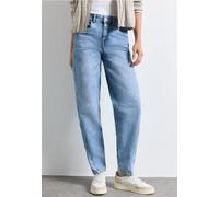 Loose-fit-Jeans STREET ONE, Damen, Gr. 27, Länge 28, light blau random washed, Jeans, 63% Baumwolle, 25% Polyester, 10% Viskose, 2% Elasthan, unifarben, lang, Jeans, High Waist (60850263-27) light bla
