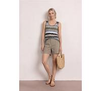 Street One Damen Shorts High Waist Bermuda Casual Fit Baumwolle/Modal schwarz-beige Gr. 42