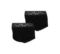 High-Waist-Hipster MAMALICIOUS "MLHEAL HW LACE PANTIES 2-P NOOS", Damen, Gr. S, 2 Stk., schwarz pack:schwarz, Jersey, Obermaterial: 79% Baumwolle, 15% Polyamid, 6% Elasthan, unifarben, Unterhosen (810
