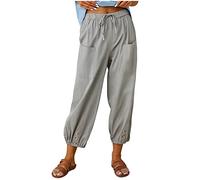 High Waist Hose Damen Jogpants Damen Elegant Hose Schwarz Damen Elegant Elastische Taille Einfarbiges Stretch Schlupfhose Mit Taschen Tunnelzug Locker Palazzo Hose Damen Jogginghose (Light Gray 3Xl)