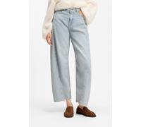 High-waist-Jeans BOSS ORANGE "BALOON HR 1.0 Premium Damenmode", Damen, Gr. 27, Länge 28, bright blau 436, Denim/Jeans, Obermaterial: 100% Baumwolle, Destroyed-Effekte, gerade, unten schmal lang, Jeans