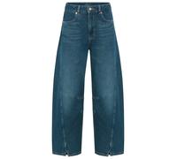 High-waist-Jeans BOSS ORANGE "DIANA HR C Premium Damenmode", Damen, Gr. 31, Länge 26, blau (medium blau 420), Denim/Jeans, Obermaterial: 100% Baumwolle, unifarben, weit, unten schmal 7/8-Länge, Jeans 