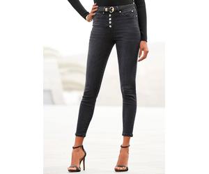 High-waist-Jeans BUFFALO "in schmaler Röhrenform mit bequemen Stretch", Damen, Gr. 42, N-Gr, schwarz, Denim/Jeans, Obermaterial: 98% Baumwolle, 2% Elasthan, figurbetont lang, Jeans High-Waist-Jeans, m