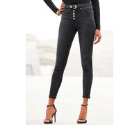 High-waist-Jeans BUFFALO "in schmaler Röhrenform mit bequemen Stretch", Damen, Gr. 44, N-Gr, schwarz, Denim/Jeans, Obermaterial: 98% Baumwolle, 2% Elasthan, figurbetont lang, Jeans High-Waist-Jeans, m
