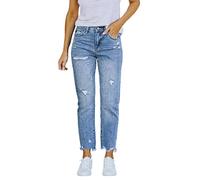 High Waist Jeans Damen mit Löchern - Stretch Jeans Damen Straight Leg Jeanshose Lang Straight Leg Boyfriend Denim Hose Zerrissene Knöchel Damenjeans Freizeithose Jeans Hosen für Frauen