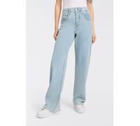 High-waist-Jeans HERRLICHER "Baggy Straight Denim Light", Damen, Gr. 30, Länge 32, paradieso, Denim/Jeans, Obermaterial: 98% Baumwolle, 2% Elasthan, loose fit, Jeans High-waist-Jeans (87972002-30)