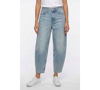 High-waist-Jeans MARC O'POLO, Damen, Gr. 30, N-Gr, light blau, Denim/Jeans, Obermaterial: 79% Baumwolle, 20% Viskose, 1% Elasthan, relaxed fit knöchellang, Jeans High-Waist-Jeans, barrel cropped mit C