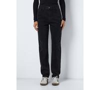 High-waist-Jeans NOISY MAY "NMDAISY HW MOM FIT JEAN BLACK FWD NOOS", Damen, Gr. 25, Länge 30, schwarz (schwarz denim), Denim/Jeans, Obermaterial: 99% Baumwolle, 1% Elasthan, unifarben, Jeans High-Wais